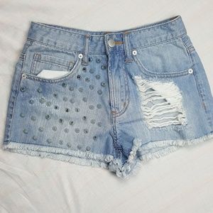 Studded Denim Shorts